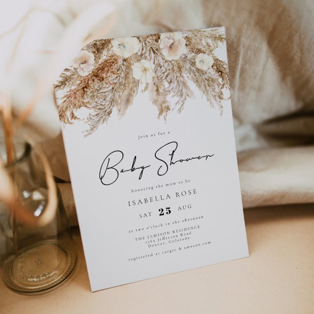 CEIRA Bohemian Desert Pampas Grass Baby Shower Invitation (Creator Uploaded)
