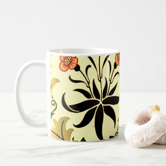 Celadine, vintage William Morris, Coffee Mug (With Donut)