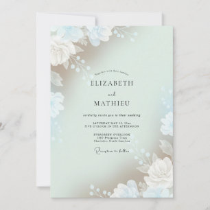 Celadon Airy Leaf Wedding Invitation