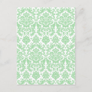 Celadon and White Elegant Damask Pattern Postcard