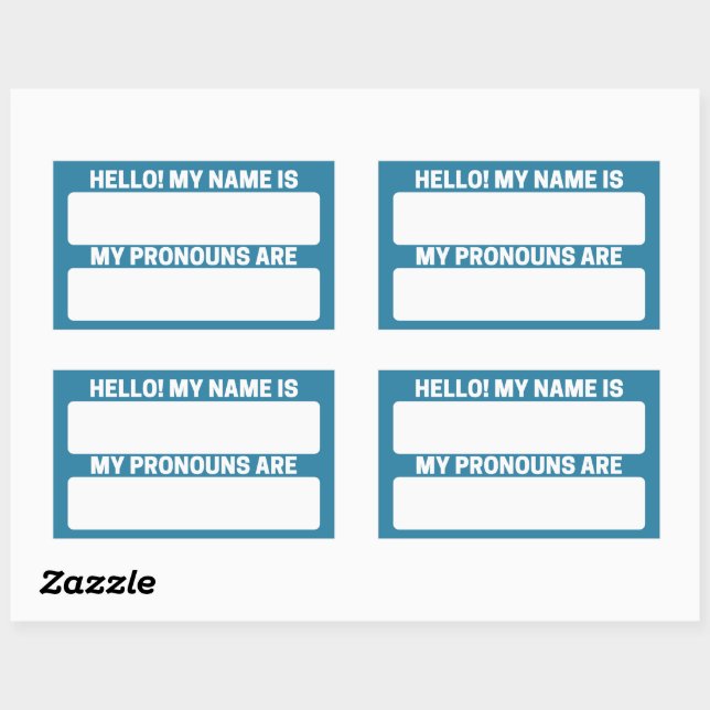 Celadon Blue Nom & Pronoun Étiquettes (Feuille)