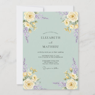 Celadon Butter Petal Wedding Invitation