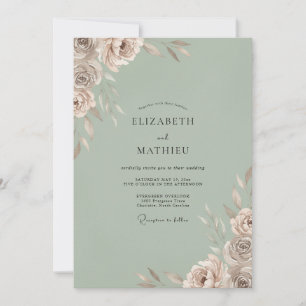 Celadon Champagne Petal Wedding Invitation