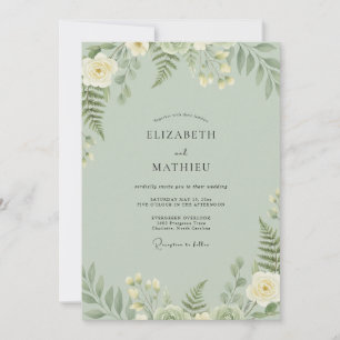 Celadon Fern Leafy Wedding Invitation