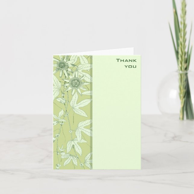 Celadon Green Botanical Floral Thank You Note Card (Front)