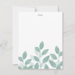 Celadon Green Watercolor Leaves Card