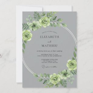 Celadon Grey Painted Wedding Invitation