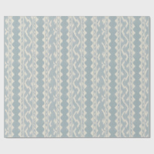 Celadon Ikat, Woven Stripe on Cream Wrapping Paper
