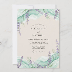 Celadon Lilac Wisteria Wedding Invitation
