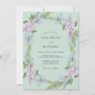 Celadon Periwinkle Wisteria Wedding Invitation