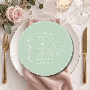 Celadon Quiet Round Welcome Wedding Dinner Menu