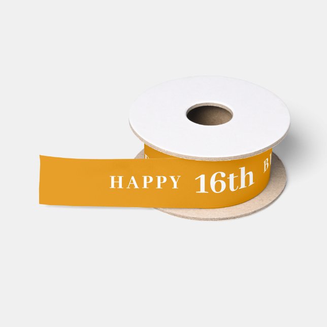 Celebrate 16: Joyful Birthday Yellow Ribbon Satin Ribbon (Spool)