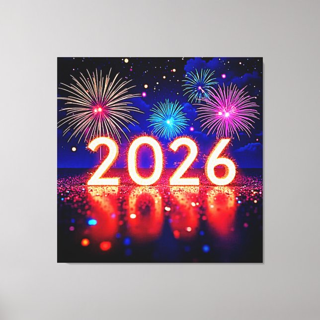 Celebrate 2026: Bright Future Spark Design  Canvas Print (Front)