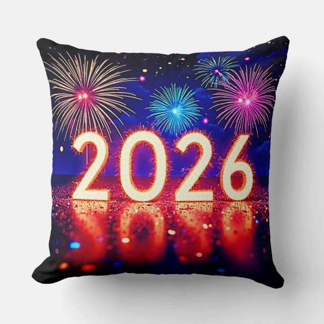 Celebrate 2026: Bright Future Spark Design  Throw Pillow (Front)