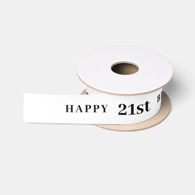 Celebrate 21: Joyful Birthday White Ribbon Satin Ribbon (Spool)