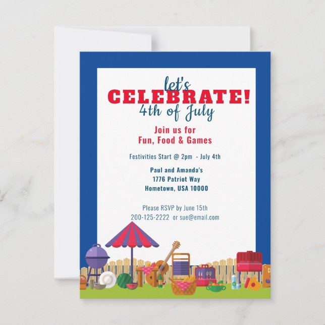 CELEBRATE 4th of July Picnic Inviation (Front)