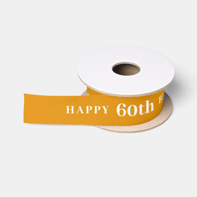 Celebrate 60: Joyful Birthday Yellow Ribbon Satin Ribbon (Spool)