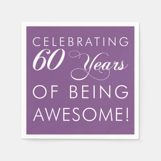 Celebrate 60 Years Of Being Awesome Colour Napkins (Front)