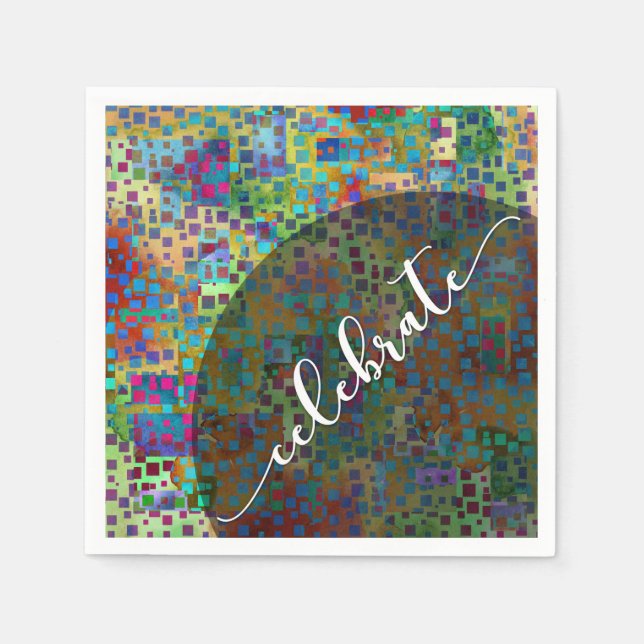 Celebrate: Abstract Colourful Confetti Graduation Napkin (Front)