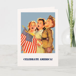 Celebrate America, 4th of July Vintage Art Card