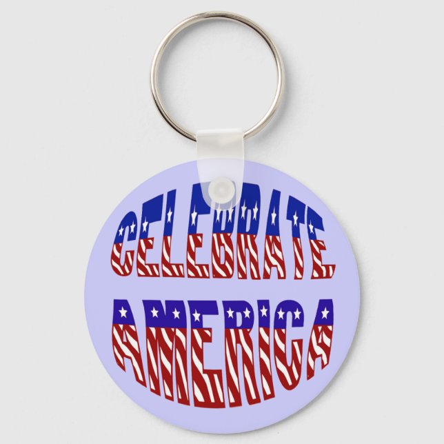 Celebrate America Flag Font #1 Keychain (Front)