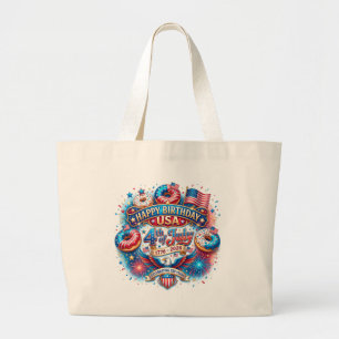 Celebrate America’s 250th birthday with doughnut Large Tote Bag
