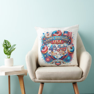 Celebrate America’s 250th birthday with doughnut Throw Pillow