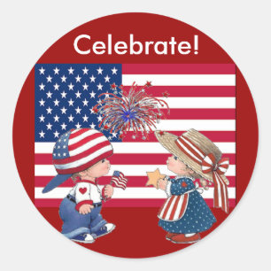 Celebrate American Flag Classic Round Sticker