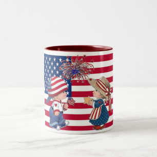 Celebrate American Flag Two-Tone Coffee Mug