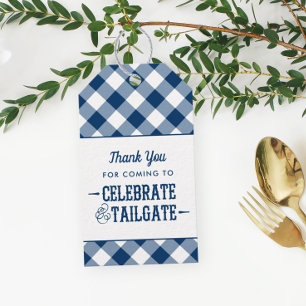 Celebrate and Tailgate Navy Gingham Favour Gift Tags