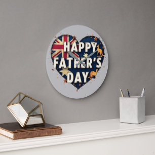 Celebrate Aussie Dads   British-Australian Father' Large Clock