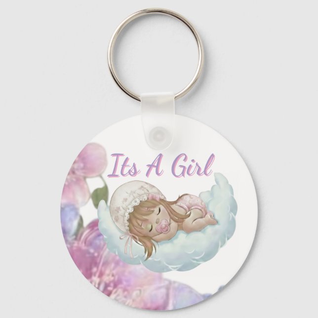 Celebrate Baby Shower Its a girl Keychain (Front)