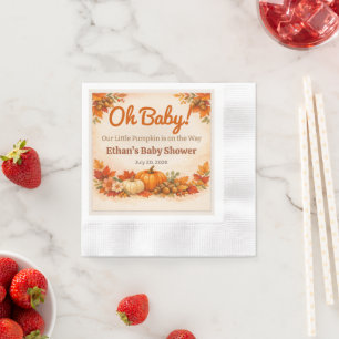 Celebrate baby showers with rustic autumn pumpkin  napkin