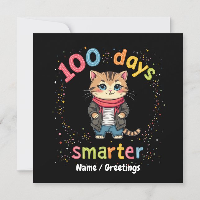 Celebrate Being "100 Days Smarter"  Customizable Invitation (Front)