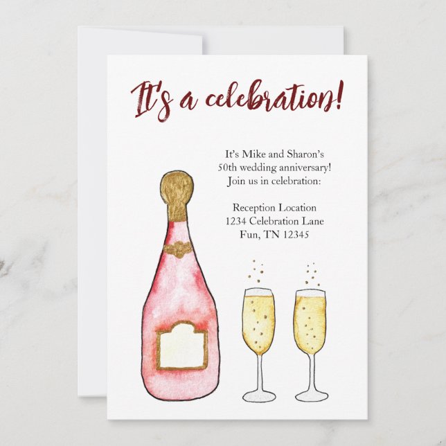 celebrate birthday anniversary champagneInvitation Invitation (Front)
