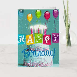 Celebrate Birthday Cake Candles and Balloons  Foil Greeting Card