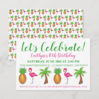 Celebrate Birthday Flamingo Palm Tree Pineapple