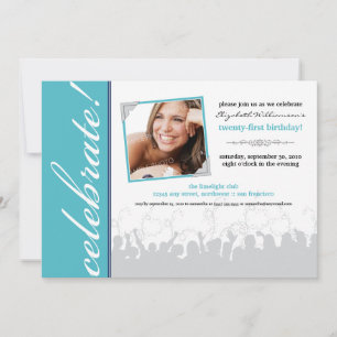 Celebrate! Birthday Party Invitation (aqua)