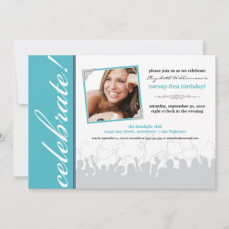 Celebrate! Birthday Party Invitation (aqua)