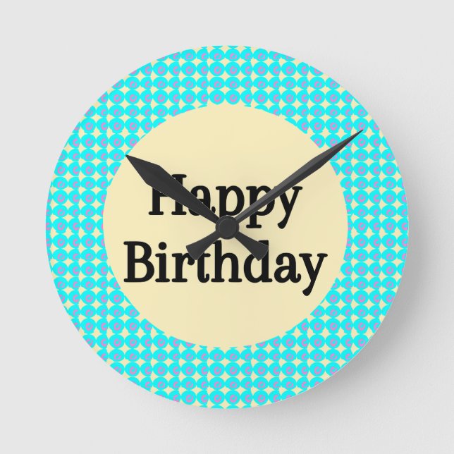 Celebrate birthdays in style with this design round clock (Front)