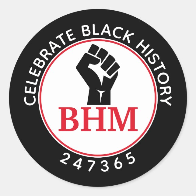 Celebrate Black History 247365 MONOGRAM Black Classic Round Sticker (Front)
