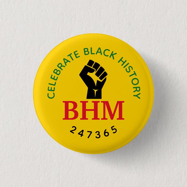 Celebrate Black History 247365 MONOGRAM Yellow 1 Inch Round Button (Front)