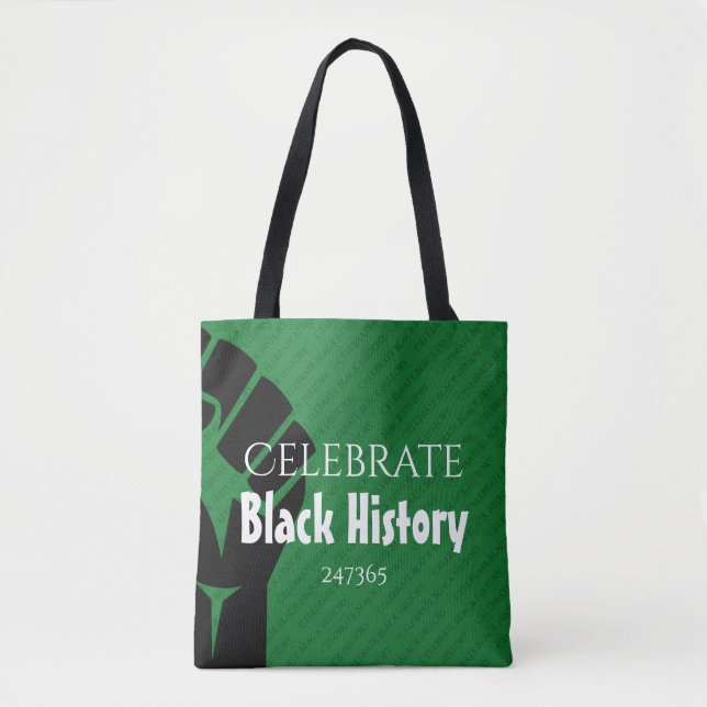 CELEBRATE BLACK HISTORY 247365 Personalized Green Tote Bag (Front)