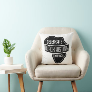 Celebrate BLACK History Everyday on Black Throw Pillow