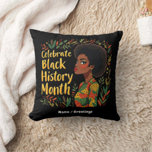 Celebrate Black History Month Honour Afro American Throw Pillow