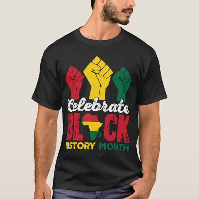 Celebrate Black History Month Melanin Pride Afro W T-Shirt (Front)