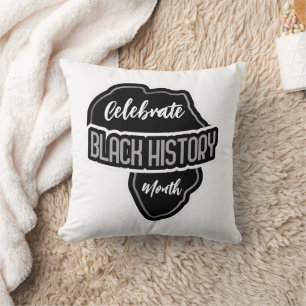 Celebrate BLACK History Month on White Throw Pillow