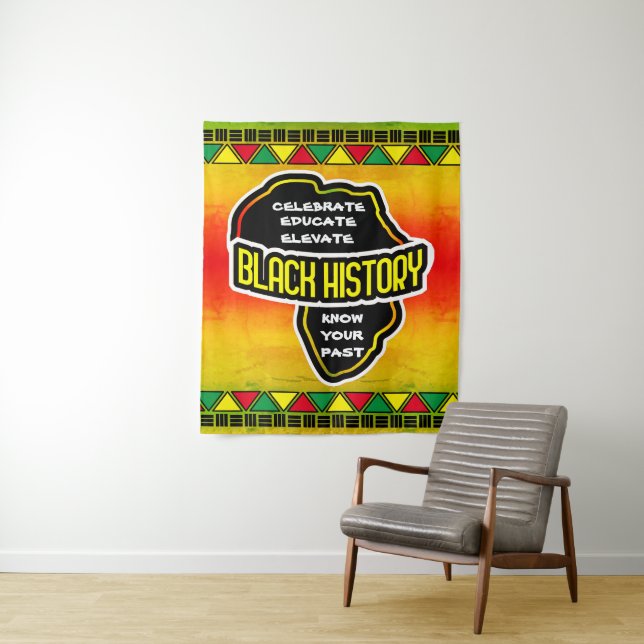 Celebrate Black History with Africa Map on Grunge Tapestry (In Situ)