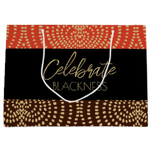 Celebrate Blackness Gold Black Brown Orange Large Gift Bag