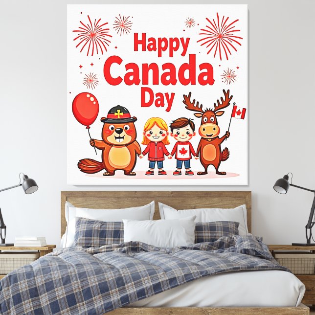 Celebrate Canada Joy Canvas Print (Insitu(Bedroom))